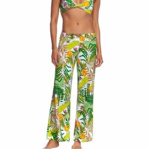 Trina Turk “It’sBananas” Roll Waist Wide Leg Coverup Beach Pants
